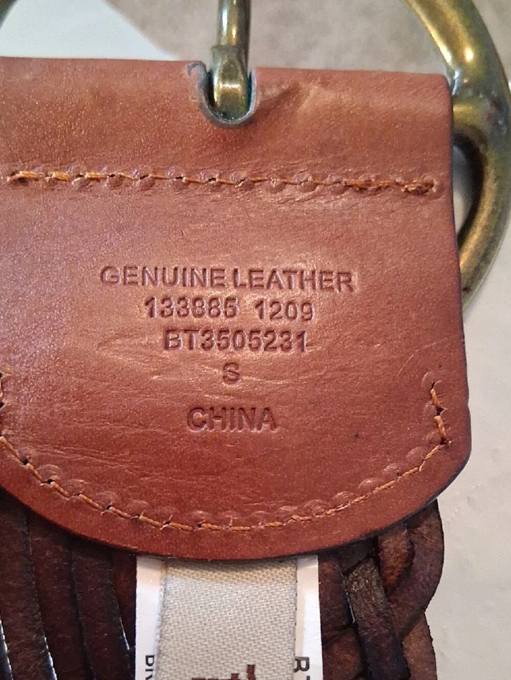Fossil Woven Brown Leather Belt with Brass Ring Buckle